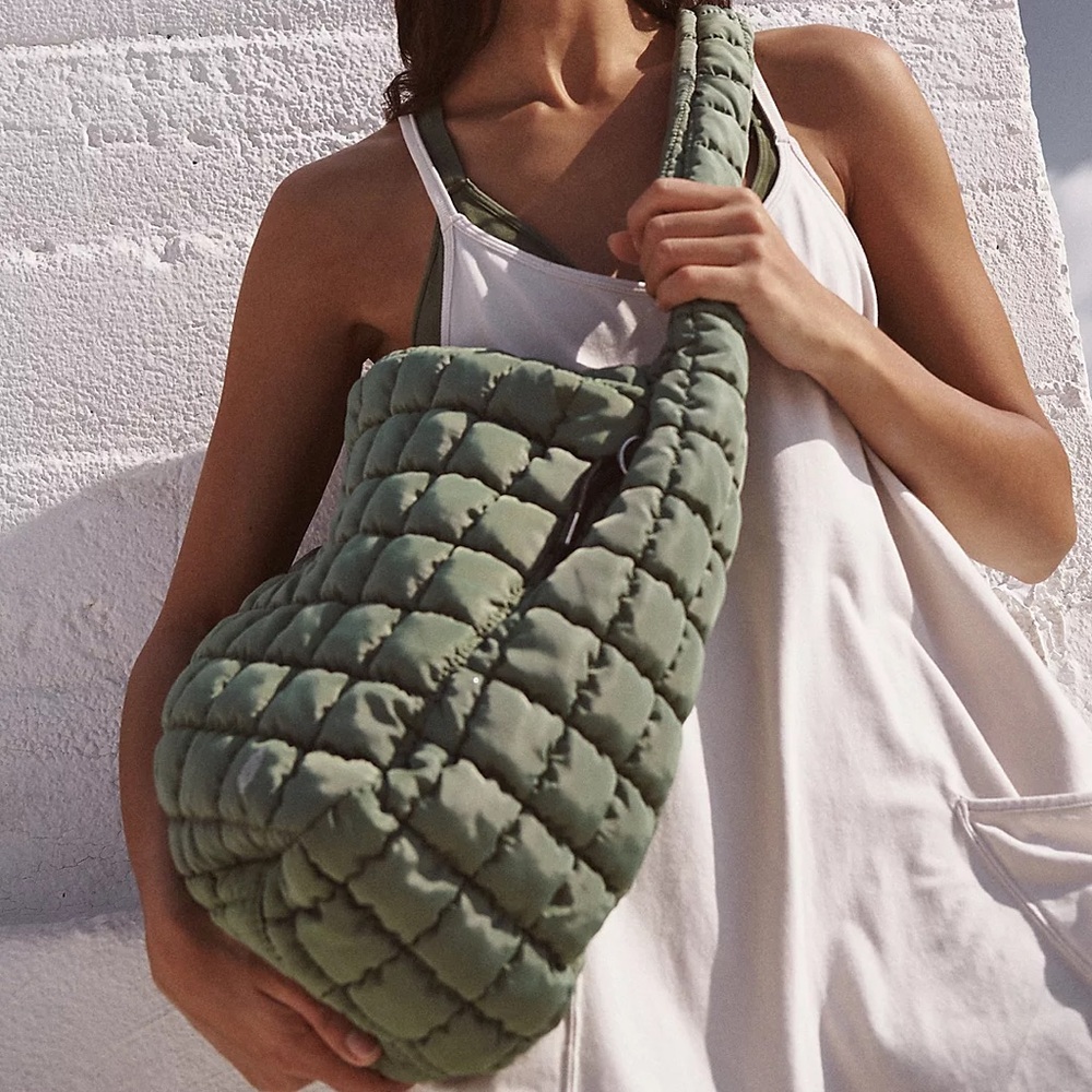 Free People Inspired Large Quilted Utility Tote Bag
